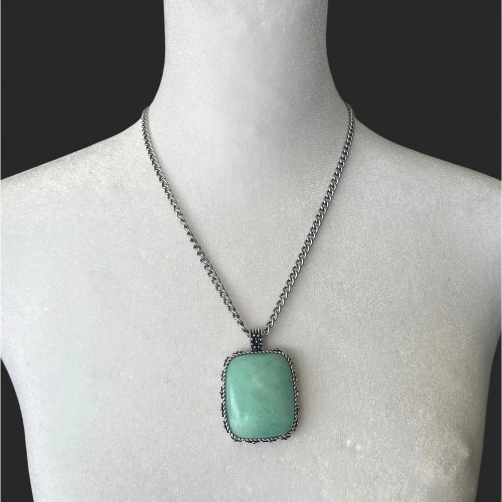 Lucky Brand Turquoise and Silver Reversible Pendant Necklace - Picture 2 of 4